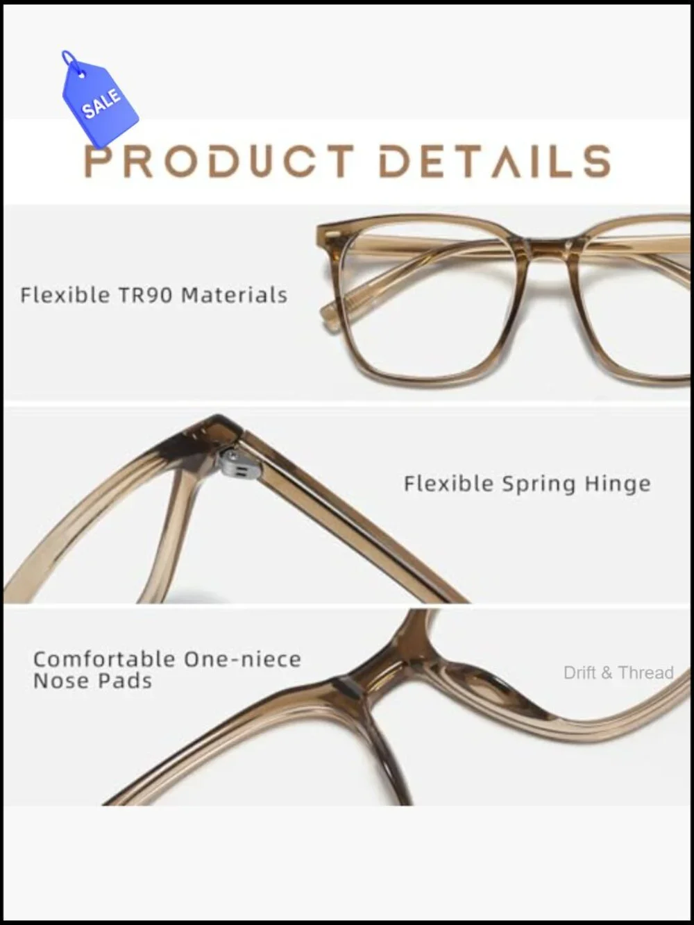 Oversized Square Anti-Fatigue Blue Light Blocking Glasses for Women Men